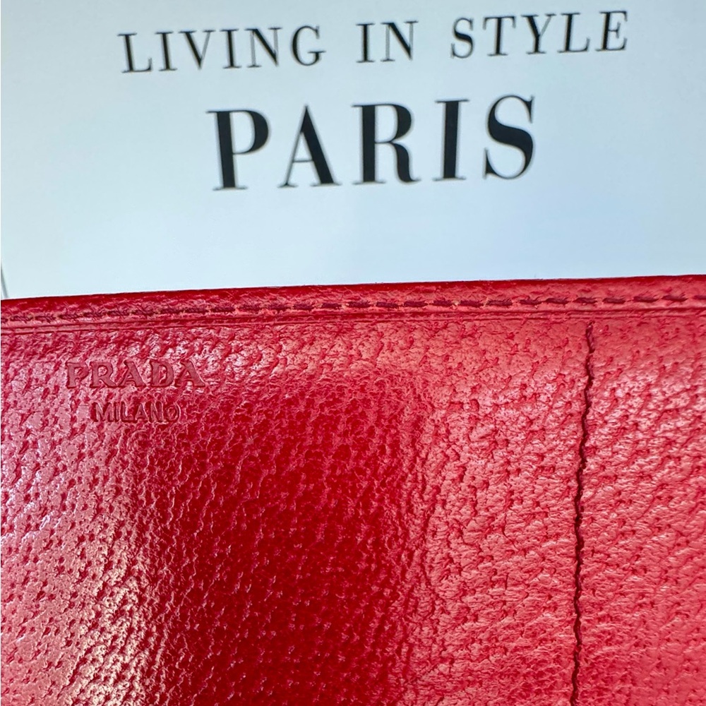 Red Leather Prada Flap Continental Wallet - Picture 8 of 11